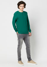 Buffalo David Bitton Wamill Cotton Henley - BM23691 Color ULTRA GREEN