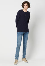 Buffalo David Bitton Wamill Cotton Henley - BM23691 Color MIDNIGHT BLUE