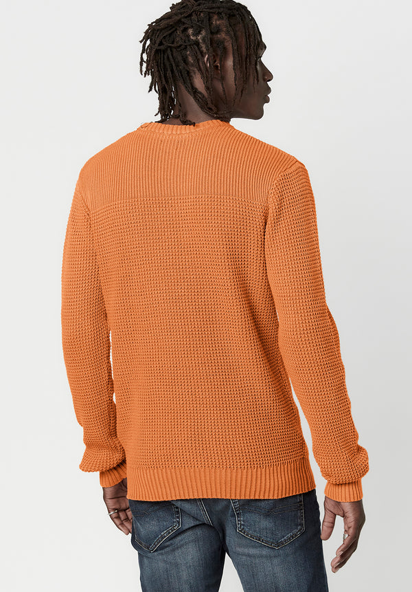 Buffalo David Bitton Textured Knit Washy Sweater - BM23793 Color REDWOOD