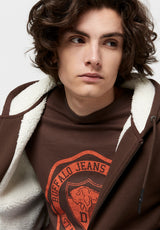 Buffalo David Bitton Fleece & Sherpa Fasox Hoodie - BM23800 Color CHOCOLATE