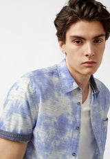 Buffalo David Bitton Sotar Tie Dye Blue Button Shirt - BM23919 Color WHALE