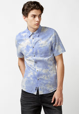 Buffalo David Bitton Sotar Tie Dye Blue Button Shirt - BM23919 Color WHALE