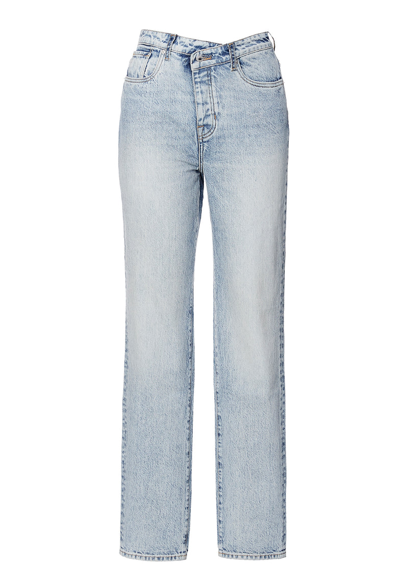 High Rise Straight Jessie Women's Jeans with Asymmetrical Waist - BL15819