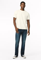 Driven Men's Relaxed Straight Jeans, Dark Blue Sanded- BM22640