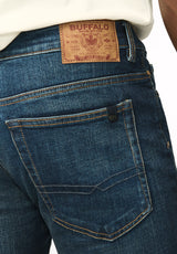 Driven Men's Relaxed Straight Jeans, Dark Blue Sanded- BM22640