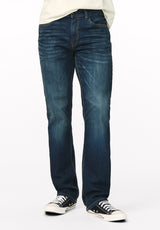 Driven Men's Relaxed Straight Jeans, Dark Blue Sanded- BM22640