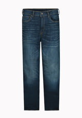 Driven Men's Relaxed Straight Jeans, Dark Blue Sanded- BM22640