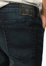 Six Men's Straight Freedom Flex Jeans, Dark and Sanded - BM22999