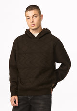 Waolo Men's Geometric Pattern Sweater Fleece Hoodie, Dark Earth - BM24918