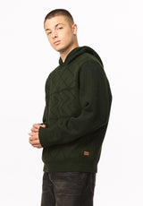 Waolo Men's Geometric Pattern Sweater Fleece Hoodie, Chive - BM24918