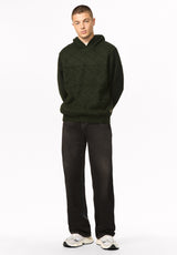 Waolo Men's Geometric Pattern Sweater Fleece Hoodie, Chive - BM24918