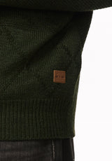 Waolo Men's Geometric Pattern Sweater Fleece Hoodie, Chive - BM24918