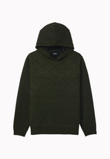 Waolo Men's Geometric Pattern Sweater Fleece Hoodie, Chive - BM24918