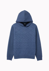 Waolo Men's Geometric Pattern Sweater Fleece Hoodie, Htr Whale - BM24918