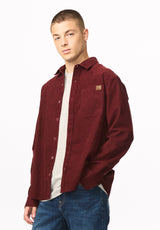 Samir Men's Long Sleeve Check Corduroy Shirt, Red Mahogany - BM24921