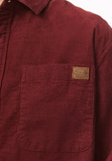 Samir Men's Long Sleeve Check Corduroy Shirt, Red Mahogany - BM24921