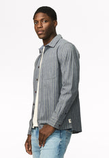 Satoshi Men's Long Sleeve Stripe Shirt, Vintage Indigo - BM24922