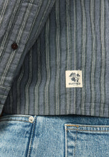 Satoshi Men's Long Sleeve Stripe Shirt, Vintage Indigo - BM24922