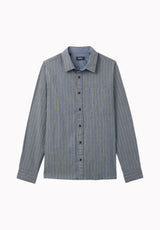 Satoshi Men's Long Sleeve Stripe Shirt, Vintage Indigo - BM24922