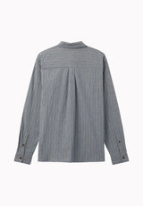 Satoshi Men's Long Sleeve Stripe Shirt, Vintage Indigo - BM24922