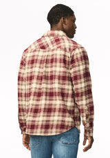 Skyler Men's Plaid Flannel Shirt, Red Mahogany - BM24923