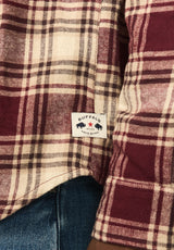 Skyler Men's Plaid Flannel Shirt, Red Mahogany - BM24923