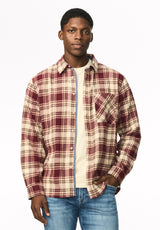 Skyler Men's Plaid Flannel Shirt, Red Mahogany - BM24923