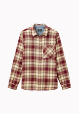 Skyler Men's Plaid Flannel Shirt, Red Mahogany - BM24923