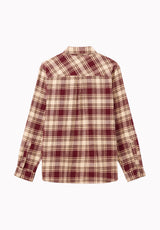 Skyler Men's Plaid Flannel Shirt, Red Mahogany - BM24923