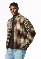 Shogo Men's Oversized Check Shirt, Charcoal - BM24927