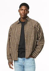 Shogo Men's Oversized Check Shirt, Charcoal - BM24927