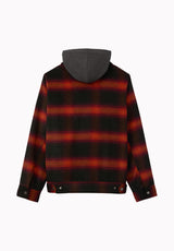 Jude Men's Relaxed Fit Hooded Plaid Flannel Jacket, Burnt Brick - BM24929