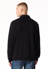 Kapeo Men's Long Sleeve Buffalo Embroidery Polo, Black - BM24938