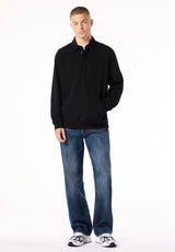 Kapeo Men's Long Sleeve Buffalo Embroidery Polo, Black - BM24938