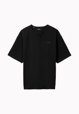 Kafael Men's Textured Short Sleeve Henley, Black - BM24940