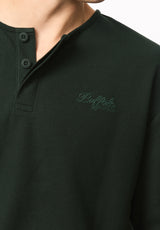 Kafael Men's Textured Short Sleeve Henley, Dark Sea - BM24940