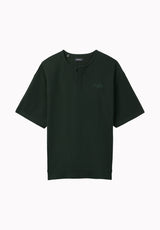 Kafael Men's Textured Short Sleeve Henley, Dark Sea - BM24940