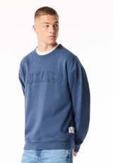 Felice Men's Vintage Wash Legends Fleece Crewneck, Vintage Indigo - BM24949