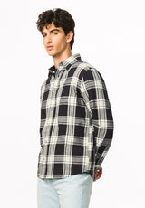 Sago Men's Long Sleeve Plaid Shirt, Charcoal - BM24956