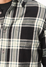 Sago Men's Long Sleeve Plaid Shirt, Charcoal - BM24956