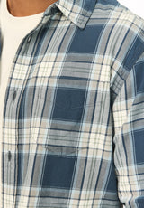 Sago Men's Long Sleeve Plaid Shirt, Vintage Indigo - BM24956