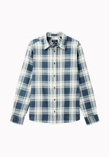 Sago Men's Long Sleeve Plaid Shirt, Vintage Indigo - BM24956