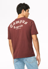 Tulio Men's Vintage Bull Skull Graphic Tee, Red Mahogany - BM24964