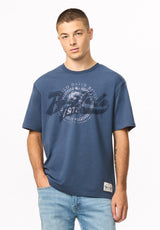 Tulian Men's Buffalo Graphic Tee, Vintage Indigo - BM24965