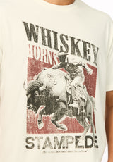 Tario Men's Whiskey Cowboy Print Graphic Tee, Milk - BM24968