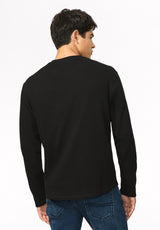 Kambo Men's Ribbed Long Sleeve Henley, Black - BM24974