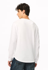 Kambo Men's Ribbed Long Sleeve Henley, White - BM24974