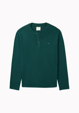 Kambo Men's Ribbed Long Sleeve Henley, Dark Sea - BM24974
