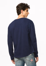 Kambo Men's Ribbed Long Sleeve Henley, Naval Academy - BM24974