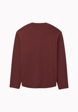 Kambo Men's Ribbed Long Sleeve Henley, Red Mahogany - BM24974